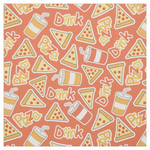 Pizza & Drink Pattern fabric