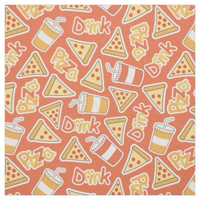 Pizza & Drink Pattern fabric (Swatch)