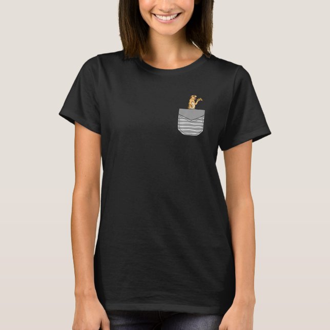 Pizza Eating Meerkat In Pocket Premium T-Shirt (Front)