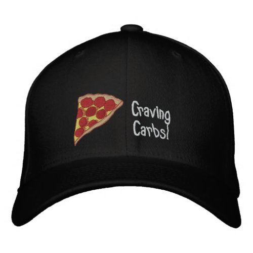 Pizza Embroidered Cap_ You Can Edit The Text Embroidered Baseball Hat
