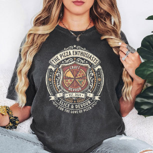 Pizza Enthusiasts Craft Slice Devour Emblem T-Shirt