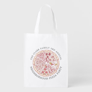 Pizza Event Themed Custom Text Grocery Bag