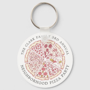 Pizza Event Themed Custom Text Keychain