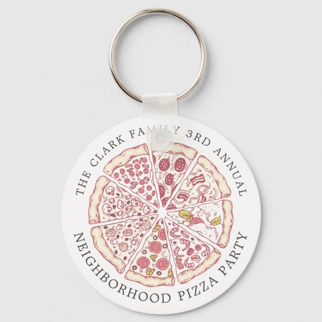 Pizza Event Themed Custom Text Keychain (Front)