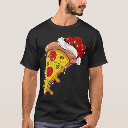 Pizza Fast Food Lover Xmas Santa Hat Pizza Christm T_Shirt