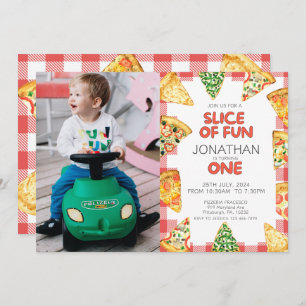 Pizza First Birthday party Photo Invitation