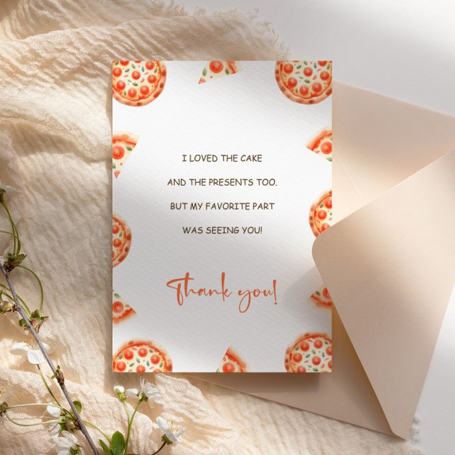 Pizza First Birthday Party Thank You Card (Creator Uploaded)