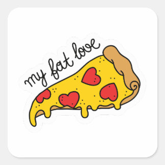 Pizza flash my fat love square sticker