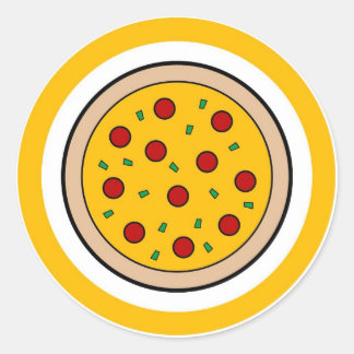Pizza flavor circle sticker labels