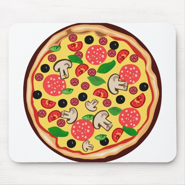Pizza Food Clipart Icon Pepperoni Cheese Mouse Pad (Front)
