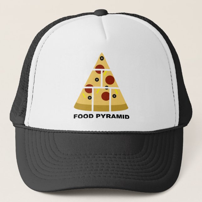 Pizza Food Pyramid Funny Ball Cap Trucker Hat (Front)