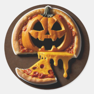 Pizza Fright Night the cheesiest Halloween surpris Classic Round Sticker