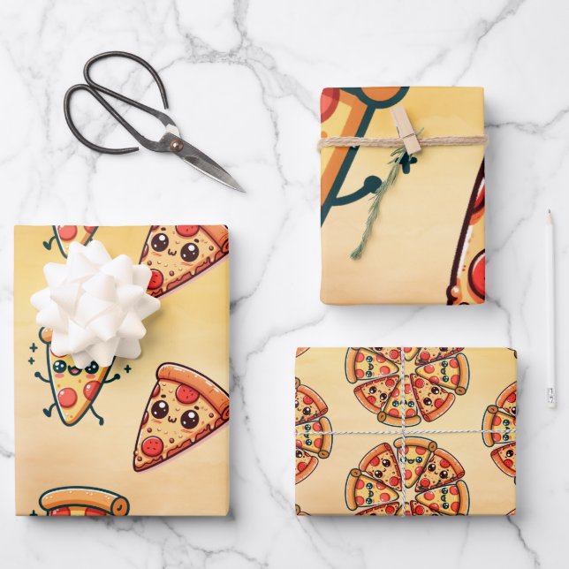 Pizza Fun Wrapping Paper Sheets (Front)