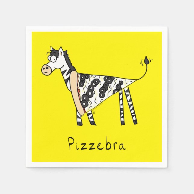 Pizza Funny Kids Zebra Napkins (Front)