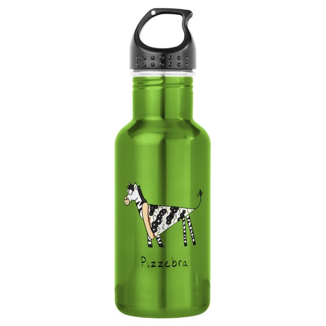 Pizza Funny Kids Zebra Stainless Steel Water Bottle (Front)
