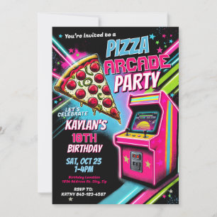 Pizza Gaming Party Invite for Kids