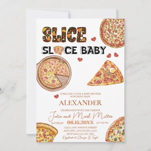 Pizza  Gender Neutral Baby Shower  Invitation