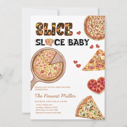Pizza  Gender Neutral Baby Shower  Invitation