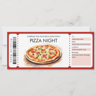 Pizza Gift Certificate Template, Pizza Night Invitation