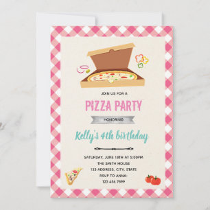 Pizza girl birthday invitation