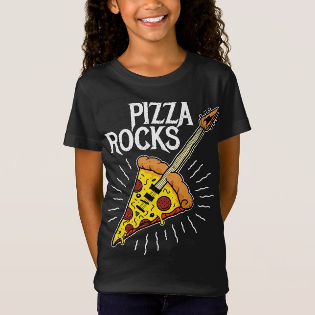 Pizza Guitar - Funny Pizza Rocks T-Shirt (Front)