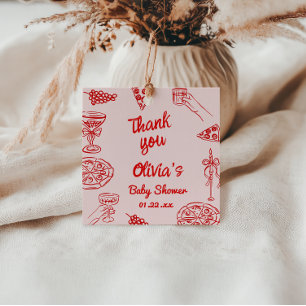 Pizza Hand Drawn Red Special Delivery Baby Shower Favor Tags