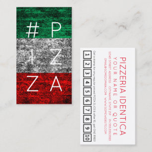 #PIZZA hashtag italian flag loyalty punch card
