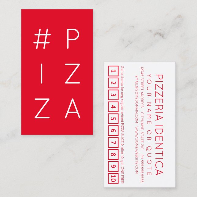 #PIZZA hashtag loyalty punch card (Front/Back)