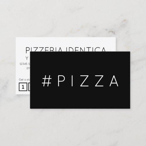 PIZZA hashtag loyalty punch card
