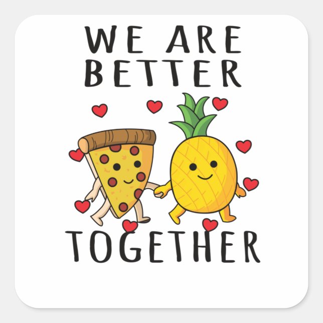 Pizza Hawaii Pineapple Pizza Food Square Sticker (Front)