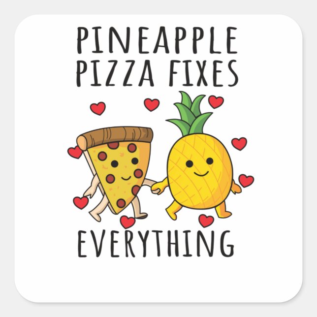 Pizza Hawaii Pineapple Pizza Food Square Sticker (Front)