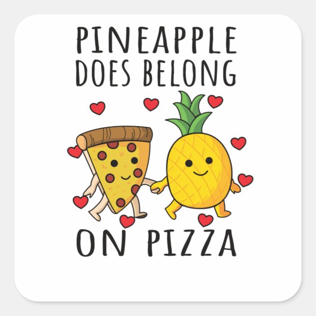Pizza Hawaii Pineapple Pizza Food Square Sticker (Front)