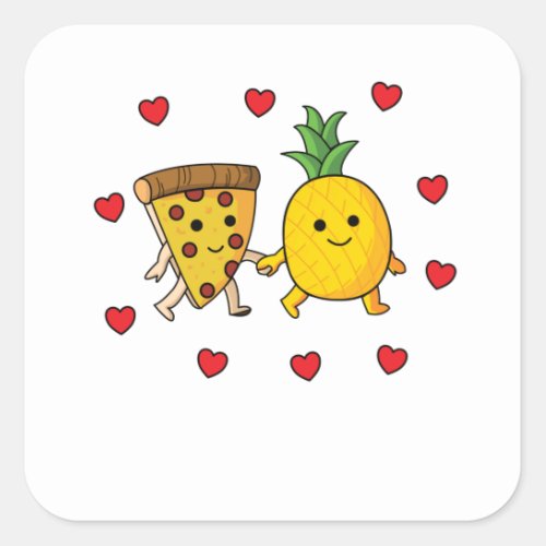 Pizza Hawaii Pineapple Pizza Food Square Sticker