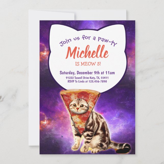 Pizza Head Cat Funny Invitation (Front)