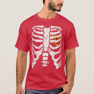 Pizza Heart In Xray Ribcage Skeleton Costume Men W T-Shirt