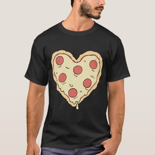 Pizza Heart Melting Cheese Graphic T_Shirt