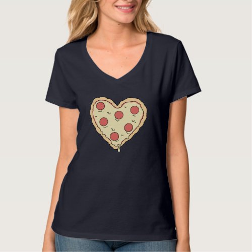 Pizza Heart Melting Cheese Graphic T_Shirt