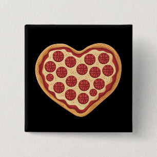 Pizza Heart Shaped Cute Valentine's Day Button