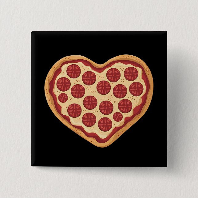 Pizza Heart Shaped Cute Valentine's Day Button (Front)