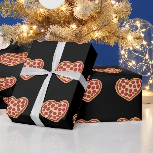 Pizza Heart Shaped Cute Valentine's Day Wrapping Paper (Holidays)