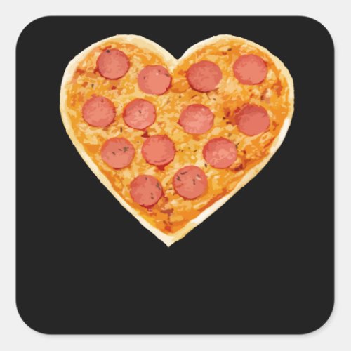 Pizza Heart Square Sticker