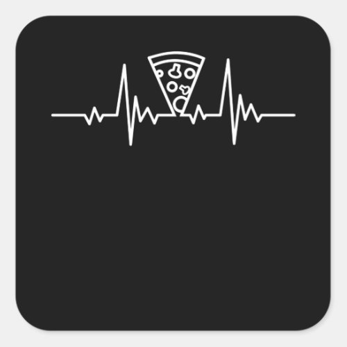 PIZZA HEARTBEAT Pizza Lover Pizzaholic Italian Square Sticker