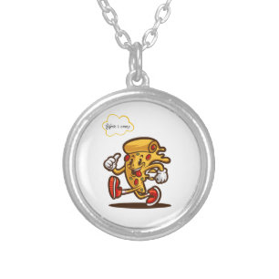 pizza, here i come silver plated necklace