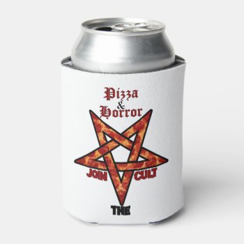 Pizza&horror Cult Can Cooler by ZachAttackDesign at Zazzle
