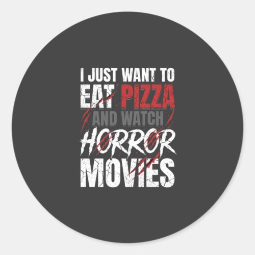 Pizza Horror Movies Halloween Design_1 Classic Round Sticker