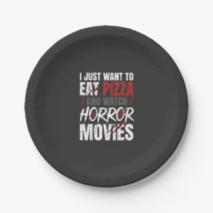 Pizza Horror Movies Halloween Design_1 Paper Plates