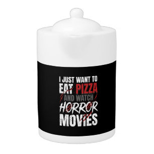 Pizza Horror Movies Halloween Design_1 Teapot