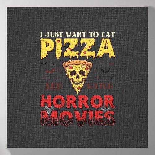 Pizza Horror Movies Halloween Skull Bats Spiderweb Canvas Photo Tile