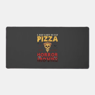 Pizza Horror Movies Halloween Skull Bats Spiderweb Desk Mat