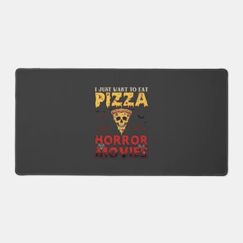 Pizza Horror Movies Halloween Skull Bats Spiderweb Desk Mat